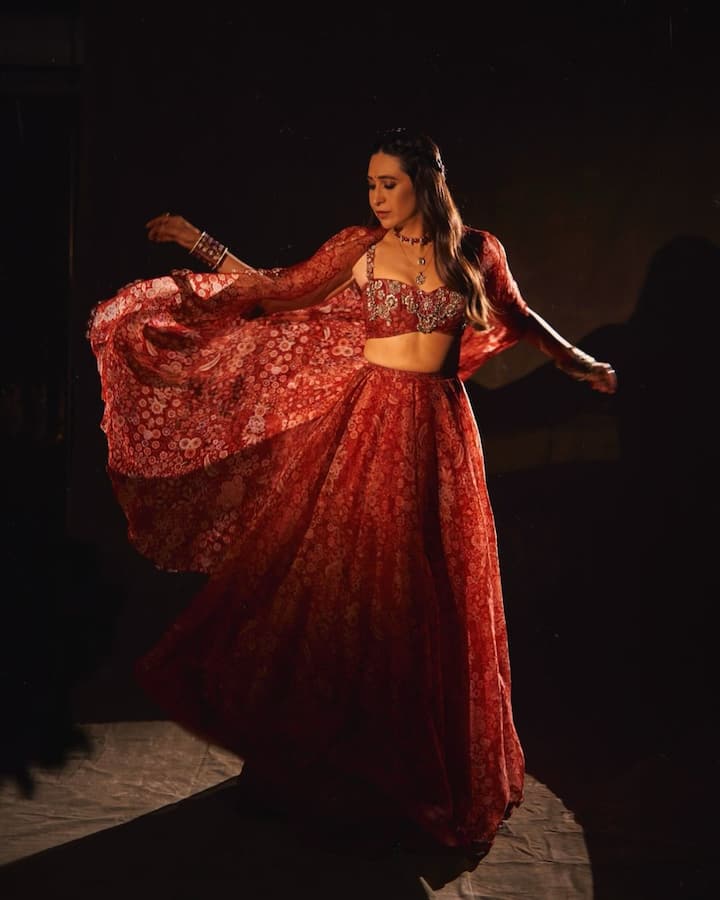 The 90s star treated fans with pictures in a red ethnic outfit looking her most stunning self.