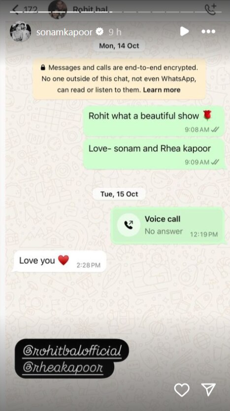 Sonam Kapoor Mourns The Loss Of Designer Rohit Bal, Shares Screenshot Of Their Last Chat