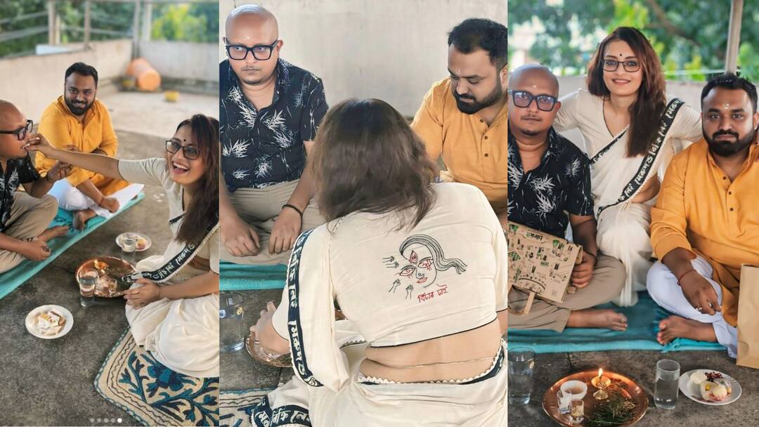 Ushasi Chakraborty: শাড়িতে লেখা বিচারের দাবি, 'মেরুদন্ড বিক্রি নেই'.. ভাইফোঁটাতেও আরজি কর নিয়ে সরব উষসী Ushasi Chakraborty shares Bhai Dooj Photo wearing a sharee written prayer of Justice in RG Kar Issue Entertainment NewsTollywood Ushasi Chakraborty: শাড়িতে লেখা বিচারের দাবি, 'মেরুদন্ড বিক্রি নেই'.. ভাইফোঁটাতেও আরজি কর নিয়ে সরব উষসী