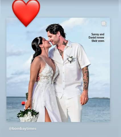 Sunny and Daniel had a white wedding in Maldives. During this time the actress was looking very beautiful in a white bridal gown. Her husband Daniel was also looking good in white shirt and pants.