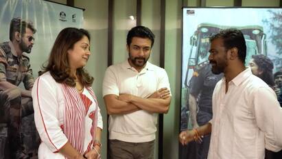 Actor suriya and Jyothika watch Sivakarthikeyan starrer amaran movie and wish team Amaran : அமரன் படத்தைப் குடும்பத்துடன் பார்த்த சூர்யா...படம் பார்த்து என்ன சொன்னார் ?