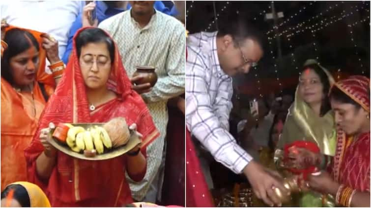 CM Atishi, Arvind Kejriwal Join Chhath Puja Celebrations, Perform Rituals In Delhi: WATCH