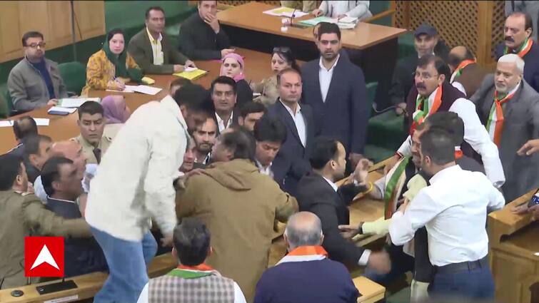 Amid Clash in J&K Assembly, Marshals Drag Khursheed Sheikh Out! | ABP News