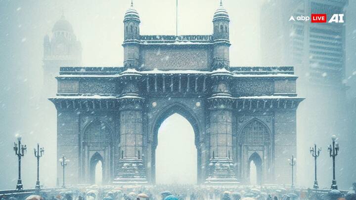 Gateway of India: This iconic arched structure would look surreal amidst snow-covered grounds. Snow would settle on the monument’s ledges, casting an enchanting appearance against the Mumbai skyline. (Image Source: ABP Live AI)