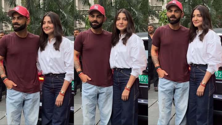 Anushka Sharma-Virat Kohli Pics: बॉलीवुड एक्ट्रेस अनुष्का शर्मा और उनके स्टार क्रिकेटर पति विराट कोहली इन दिनों मुंबई में हैं. हाल ही में पैपराजी ने दोनों को एकसाथ स्पॉट किया. नीचे देखिए तस्वीरें