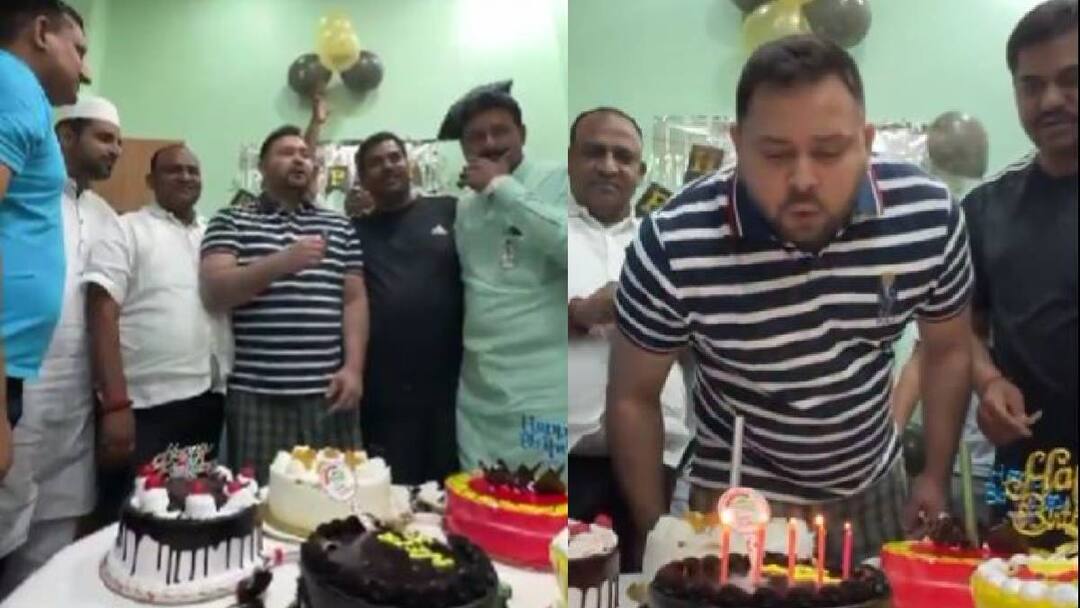 bihar rjd leader Tejashwi Yadav birthday celebrated at hotel in Gaya video came ann Watch: 'HAPPY BIRTHDAY TEJASHWI YADAV', गया के होटल में ऐसे सेलिब्रेट हुआ आरजेडी नेता का जन्मदिन