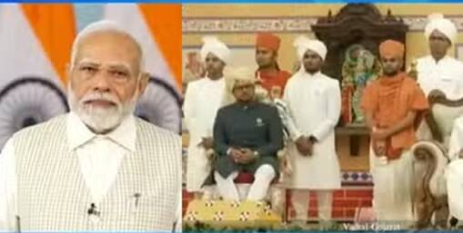 Gujarat News pm modi addressing in 200th year celebration of vadtal shree swaminarayan mandir વડતાલ ધામઃ શ્રી સ્વામિનારાયણ મંદિરની 200મી વર્ષગાંઠ પર પીએમ મોદીનું વીડિયો કૉન્ફરન્સિંગથી સંબોધન, શું કહ્યું