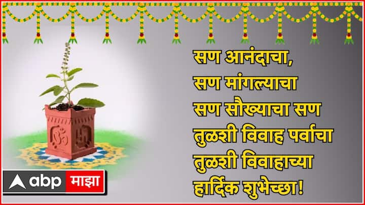 सण आनंदाचा, सण मांगल्याचा सण सौख्याचा सण तुळशी विवाह पर्वाचा तुळशी विवाहाच्या हार्दिक शुभेच्छा!