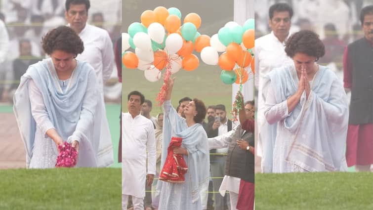 india priyanka gandhi vadra paid tribute to pandit jawaharlal nehru modi and rahul remembers former pm पंडित नेहरू की जयंती पर प्रियंका गांधी वाड्रा पहुंची ‘शांति वन’,  प्रधानमंत्री और राहुल गांधी ने भी किया याद