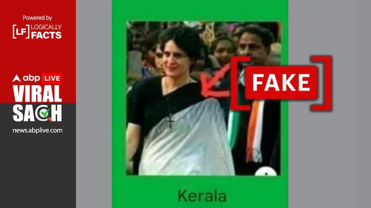 Fact Check: Priyanka Gandhi Did Not Wear A Cross In Wayanad, Viral Image Is Digitally Altered