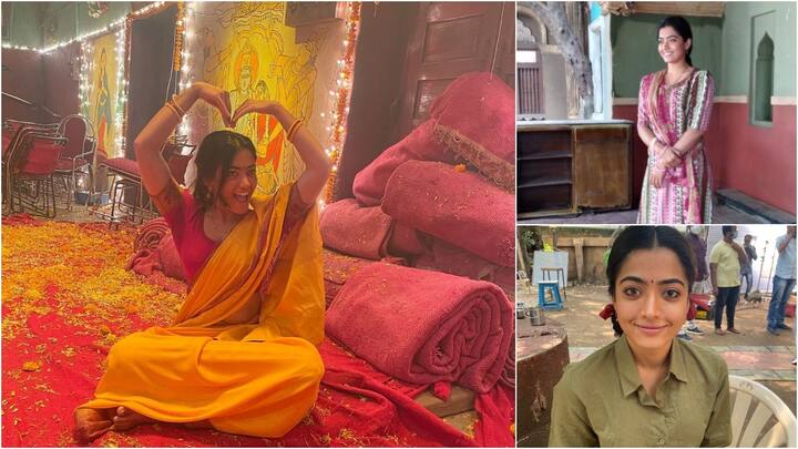 Rashmika Mandanna Photos From Pushpa Movie Set : రష్మిక మందన్న పుష్ప సెట్​లోని ఫోటోలు షేర్ చేసి.. వాటికి అదిరే క్యాప్షన్స్ ఇచ్చింది. షేడ్స్ ఆఫ్ శ్రీవల్లీ అనే రేంజ్​లో ఆమె లుక్స్ ఉన్నాయి.