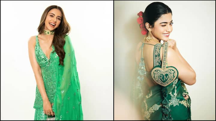 Green mehendi ethnic outfits are a wedding season favourite, worn by Bollywood divas during the mehendi ceremony. These vibrant, elegant looks symbolise freshness and festivity.