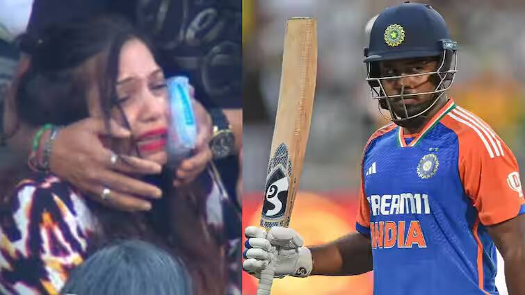 sanju-samson-six-hits-fan-girl-injured-during-india-vs-south-africa-4th-t20-match Sanju Samson: સંજુ સેમસનના શોટથી ઘાયલ થઈ યુવતી,ગાલ પર બોલ વાગતા રડવા લાગી; વીડિયો વાયરલ