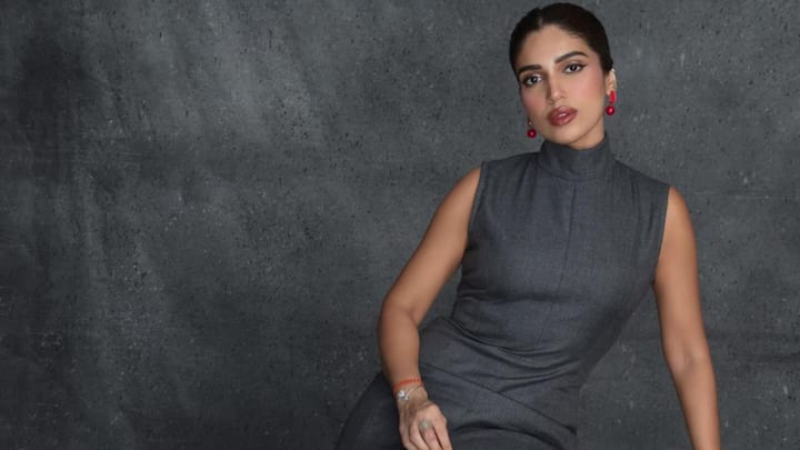 Bhumi Pednekar recently stunned at an event, embracing a chic and sophisticated vibe in her minimalist grey outfit.