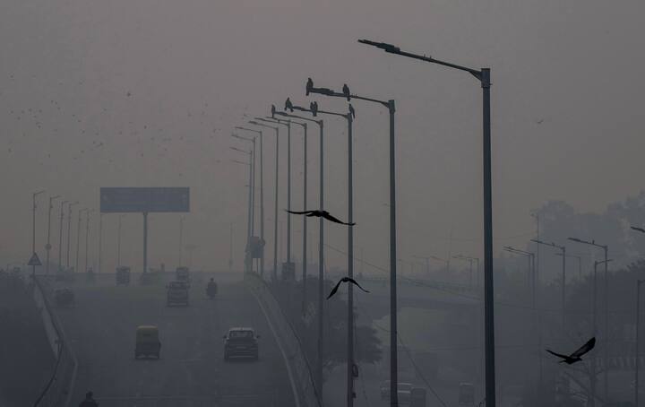 Vehicles ply on the road during smog on a winter morning, in New Delhi, Sunday, Nov. 17, 2024. (Source: PTI)