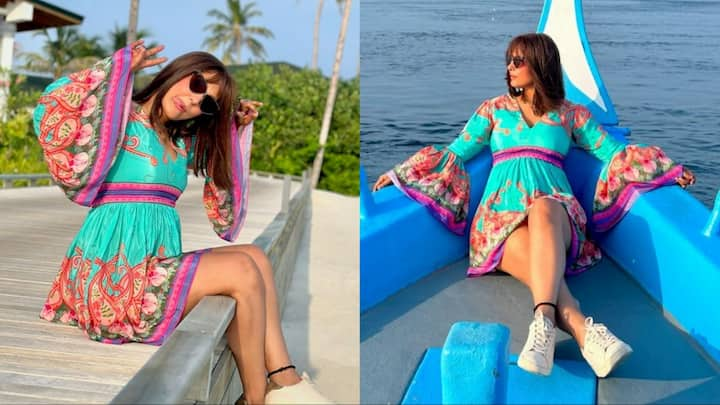 Hina Khan Maldives Vacation Photos: हिना खान की कई तस्वीरें इस वक्त सोशल मीडिया पर छाई हुई हैं. जिसमें एक्ट्रेस मालदीव पर वेकेशन एंजॉय करती हुई नजर आई.