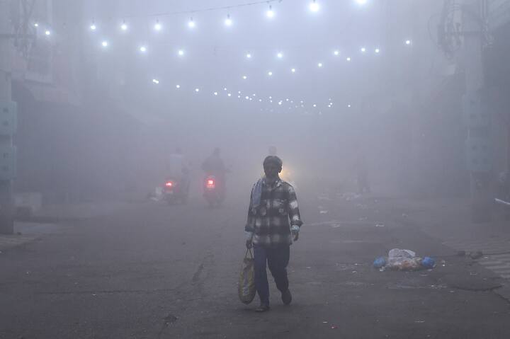 A man walks through smog on a cold winter morning, in Jalandhar, Punjab, Saturday, Nov. 16, 2024. (Source: PTI)