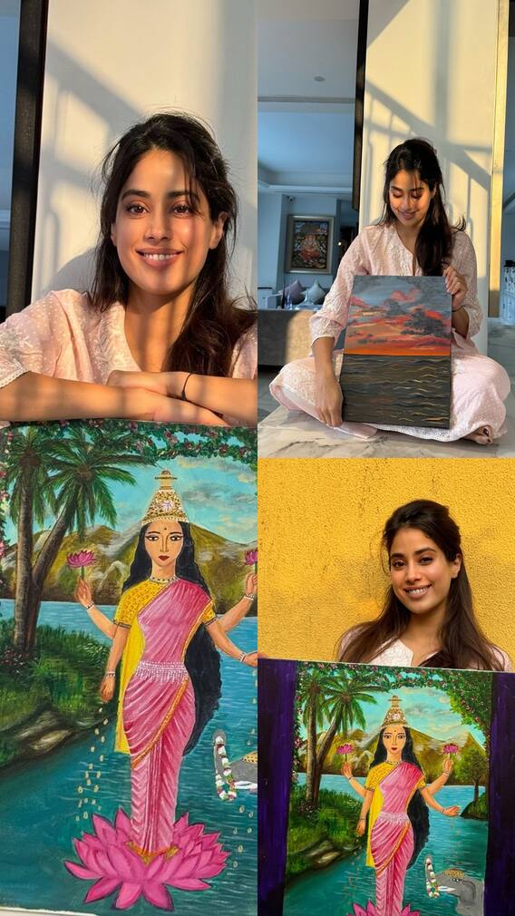 पेटिंग बनाकर जाह्नवी ने की फोटो शेयर, हुईं ट्रोल, लोग बोले-'एक्टिंग छोड़ यही कर लो'