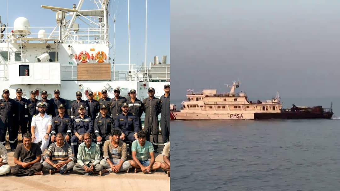 indian coast guard saves indian fishermen from pakitan officers Indian Coast Guard: పాక్ నౌకను ఛేజ్ చేసిన ఇండియన్ కోస్ట్ గార్డు - భారత మత్స్యకారులను రక్షించిన సిబ్బంది