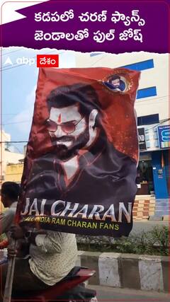 కడపలో చరణ్ ఫ్యాన్స్ జెండాలతో ఫుల్ జోష్