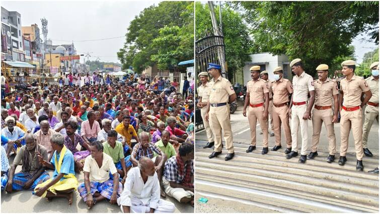 People gathered suddenly at Villupuram District Collectorate திடீரென ஆட்சியர் அலுவலகத்தில் குவிந்த பொதுமக்கள்... விழி பிதுங்கி நின்ற போலீஸ்