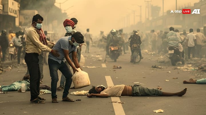 सड़कों पर लोगों को गिरते हुए एआई ने दिखाया है, इसके चलते भविष्य में ऐसा भी दिन देखने को मिल सकता है कि लोग प्रदूषण में बीच सड़क चलते हुए दम तोड़ देंगे.