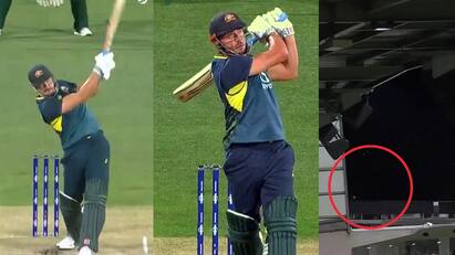 Marcus Stoinis six ball lands on roof top hobart stadium Ind vs Pak T20 Watch Video : அடியா இல்ல இடியா.. கூரைக்கு பறந்த பந்து.. வாயடைத்து நின்ற ஹாரிஸ் ராஃப்