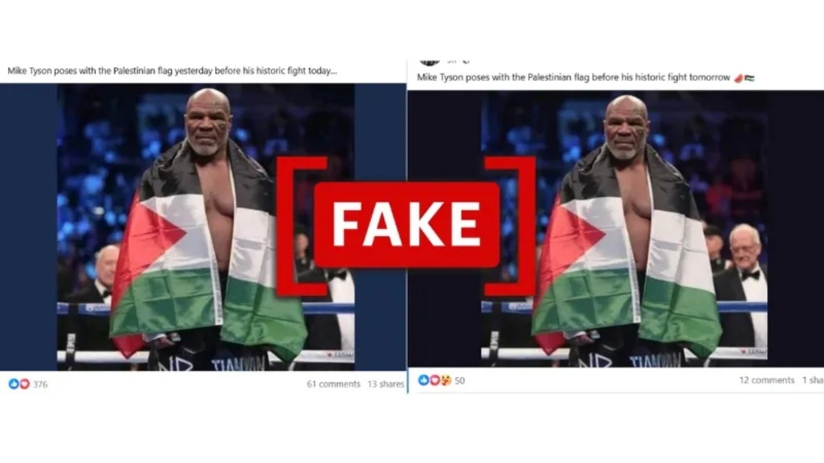 Fact Check: Did Mike Tyson Pose With Palestinian Flag Before Fight With Jake Paul? No, Viral Image Could Be AI