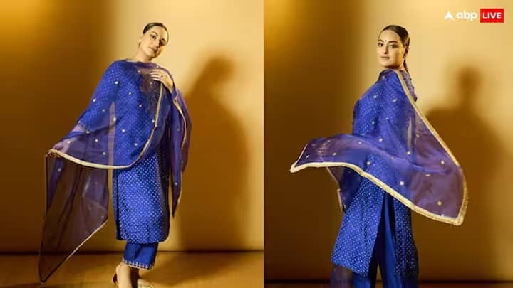 Sonakshi Sinha Photos: સોનાક્ષી સિંહા લગ્ન પછી હંમેશા હેડલાઈન્સમાં રહે છે. તાજેતરમાં તેણે બાંધણી સૂટ પહેર્યો હતો. જેમાં તેની તસવીરો સોશિયલ મીડિયા પર વાયરલ થઈ રહી છે.