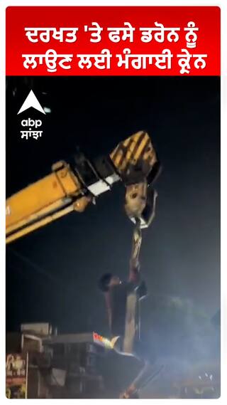 ਦਰਖਤ 'ਤੇ ਫਸੇ ਡਰੋਨ ਨੂੰ ਲਾਉਣ ਲਈ ਮੰਗਾਈ ਕ੍ਰੇਨ