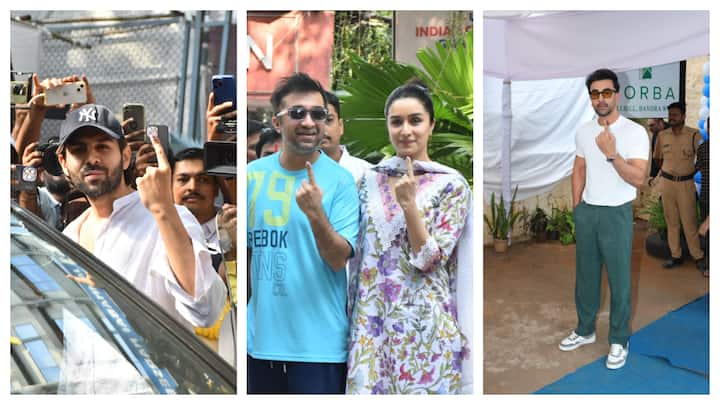 Several Bollywood personalities including Ranbir Kapoor, Akshay Kumar, Shraddha Kapoor were spotted outside the polling booth as they cast their votes in Maharashtra Assembly elections.