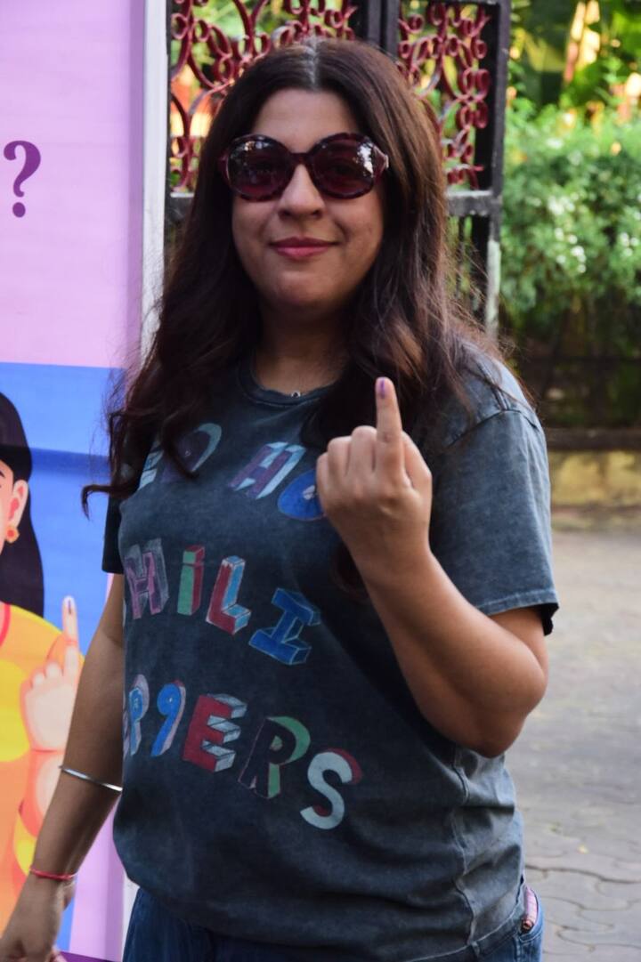 Director Zoya Akhtar was also spotted as she stepped out after casting her vote.