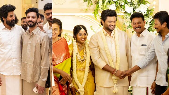 நடிகர் தனுஷ் தற்போது இட்லி கடை படத்தை இயக்கி நடித்து வருகிறார். நித்யா மேனன் இப்படத்தில் நாயகியாக நடித்துள்ளார். டான் பிக்ச்சர்ஸ் சார்பாக ஆகாஷ் பாஸ்கரன் இப்படத்தை தயாரித்து வருகிறார். ஆகாஷ் பாஸ்கரனின் திருமணம் நேற்று (21.11.2024) சென்னையில் நடைபெற்றது.