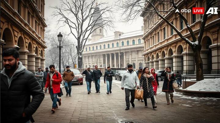 दिल्ली में कनॉट प्लेस वास्तु कला का एक शानदार नमूना है. कनॉट प्लेस में रोजाना बहुत से लोग घूमने आते हैं यहां दुनिया भर के मशहूर ब्रांड के स्टोर हैं, पुराने थिएटर हैं, भारतीय रेस्टोरेंट है और बहुत से बाजार हैं. कनॉट प्लेस में अगर बर्फ गिरती हैं तो कुछ ऐसे घूमते दिखेंगे लोग वहां.