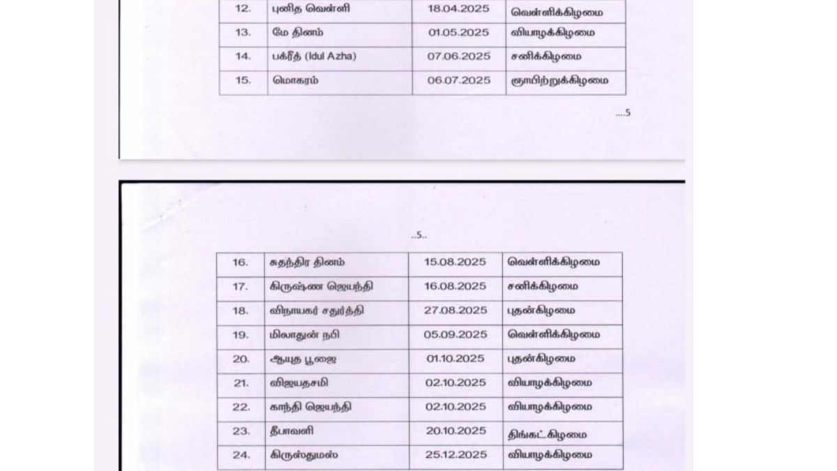 TN Holidays: 2025 விடுமுறை நாட்கள் அறிவிப்பு: பொங்கல், கிறிஸ்துமஸ், ரம்ஜானுக்கு எத்தனை நாள் விடுமுறை தெரியுமா? 