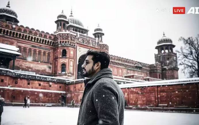 ਇਸ ਤਸਵੀਰ ਵਿੱਚ ਤੁਸੀਂ ਦਿੱਲੀ ਦਾ ਮਸ਼ਹੂਰ ਲਾਲ ਕਿਲਾ ਦੇਖ ਸਕਦੇ ਹੋ। ਜਿੱਥੇ ਹਰ ਸਾਲ ਦੇਸ਼-ਵਿਦੇਸ਼ ਤੋਂ ਲੱਖਾਂ ਸੈਲਾਨੀ ਦੇਖਣ ਆਉਂਦੇ ਹਨ। ਜੇਕਰ ਦਿੱਲੀ ਦੇ ਲਾਲ ਕਿਲੇ ਵਿੱਚ ਬਰਫਬਾਰੀ ਹੁੰਦੀ ਹੈ। ਇਸ ਲਈ ਸੈਲਾਨੀਆਂ ਵਿੱਚ ਮਾਹੌਲ ਅਜਿਹਾ ਹੀ ਹੋਵੇਗਾ।