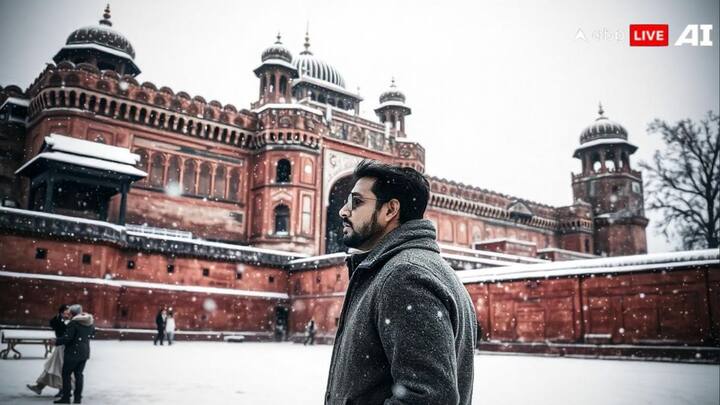इस तस्वीर में आपको दिल्ली का फेमस लाल किला नजर आ रहा है. जहां हर साल लाखों की संख्या में सैलानी देश विदेश से घूमने आते हैं. दिल्ली के लाल किले में अगर बर्फबारी होती है. तो सैलानियों के बीच माहौल कुछ ऐसा होगा.