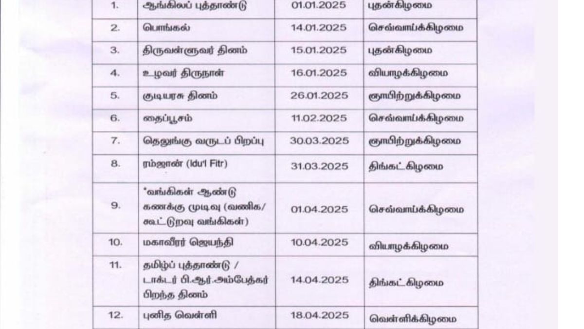 TN Holidays: 2025 விடுமுறை நாட்கள் அறிவிப்பு: பொங்கல், கிறிஸ்துமஸ், ரம்ஜானுக்கு எத்தனை நாள் விடுமுறை தெரியுமா? 