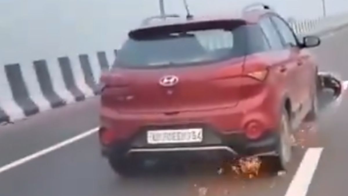 Video: Sparks Fly On Road As Speeding Car Drags Scooter For Over Hundreds Of Metres In Lucknow