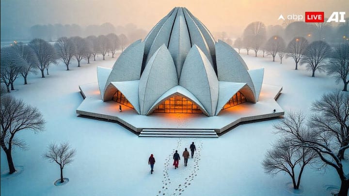 इस तस्वीर में आपको दिल्ली के नेहरू प्लेस के पास बहाई धर्म का मंदिर जिसे लोटस टेंपल कहा जाता है. लोटस टेंपल अपने आप में एक बेहद खूबसूरत जगह है. लोटस टेंपल में बर्फबारी होती हैय तो वहां का माहौल कुछ इतना मनमोहक होगा.