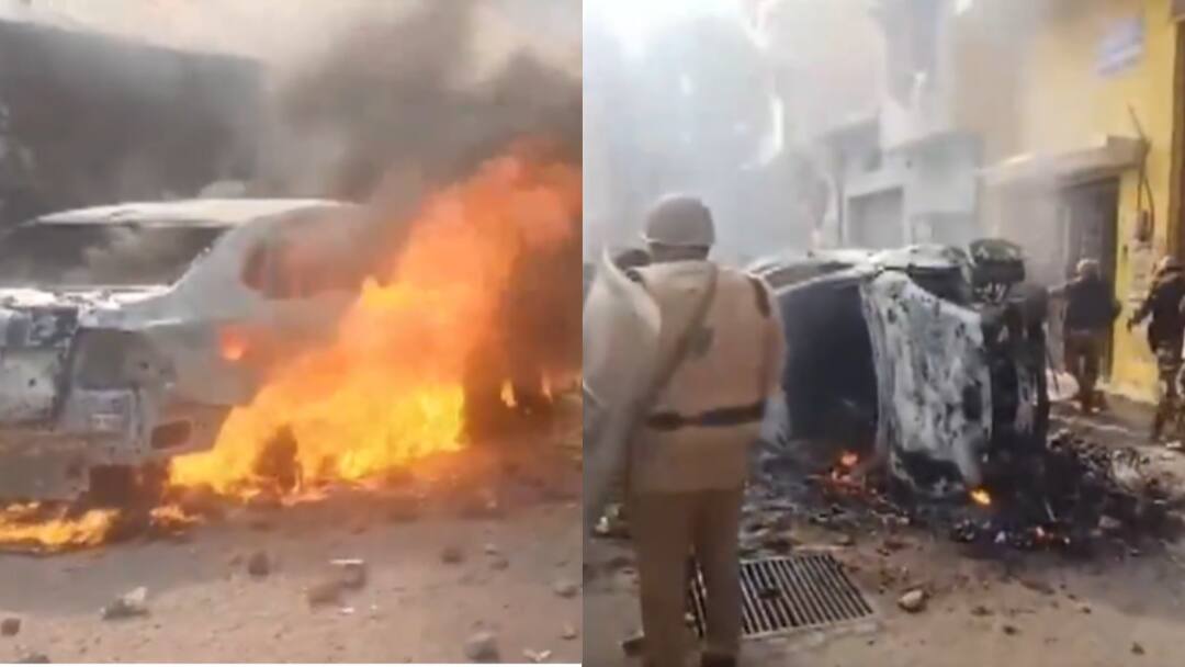 Cars Set Ablaze, Tear Gas Lobbed As Mosque Survey Leads To Clashes In Sambhal — WATCH Cars Set Ablaze, Tear Gas Lobbed As Mosque Survey Leads To Clashes In Sambhal In UP Video Cars Set Ablaze, Tear Gas Lobbed As Mosque Survey Leads To Clashes In Sambhal — WATCH