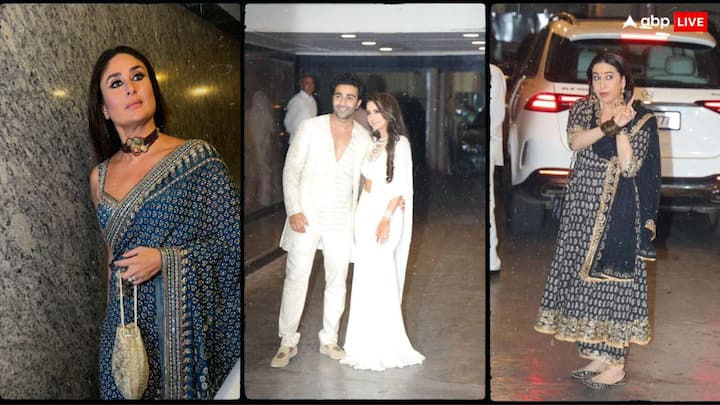 Aadar Jain-Alekha Advani Roka Ceremony: आदर जैन की रोका सेरेमनी की तस्वीरें और वीडियो वायरल हैं. करीना से लेकर करिश्मा तक का लुक चर्चा में बना है.