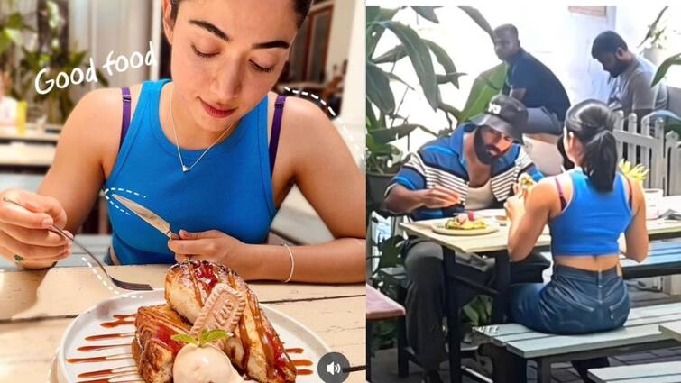 Actress Rashmika Mandana and vijay Deverakonda spotted on a lunch date see pictures Rashmika Mandana : நிம்மதியா சோறு சாப்பிட விடுறாங்களா... காதலனுடன் தொக்காக மாட்டிய ராஷ்மிகா மந்தனா