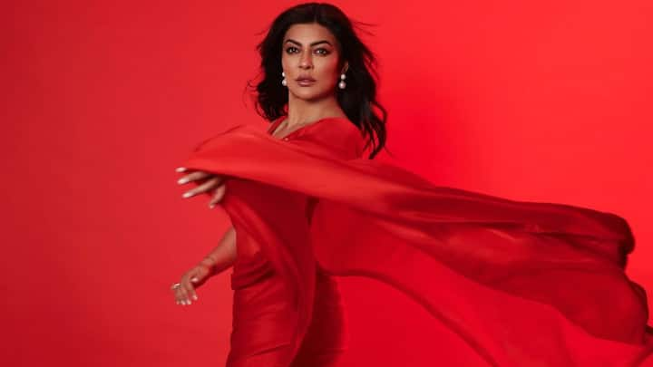 Sushmita Sen recently stepped out in a striking all-red silk saree, reminding fans of her Miss Chandni role in 'Main Hoon Na'.