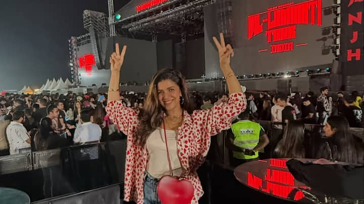 Nimrat Kaur treated fans with pictures from Diljit Dosanjh's Pune concert on Gram.