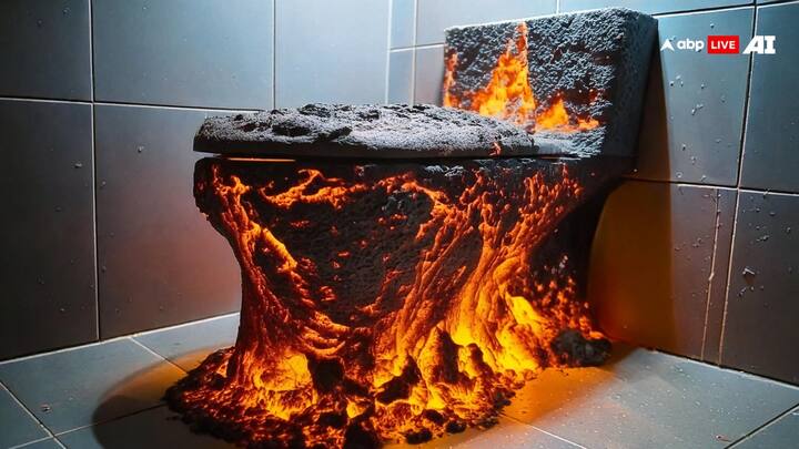 टॉयलेट सीट पर बैठकर लोग मोबाइल स्क्रॉल करते हैं या फिर अपना दिमाग दौड़ाते हैं, लेकिन अगर आपसे किसी आग के गोले पर बैठने के लिए कहा जाए तो क्या होगा, एआई की ये इमेज किसी को भी डरा देगी.