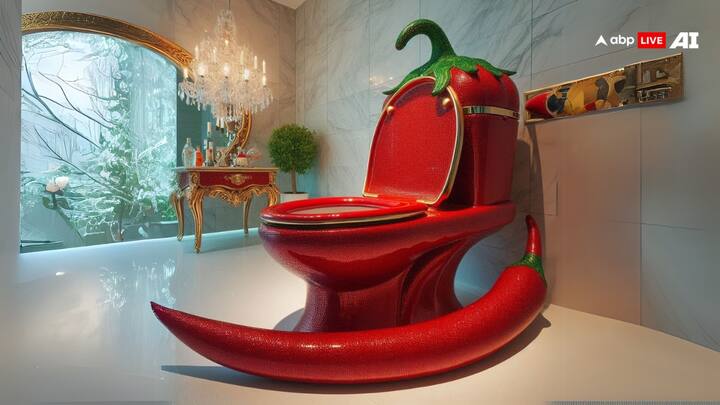अगर आपको भी रेड चिलीज का शौक है तो आप अपने बाथरूम में ऐसा कमोड लगा सकते हैं. एआई ने लाल मिर्च की थीम वाली ये टॉयलेट सीट बनाई है, जो काफी खूबसूरत दिख रही है.