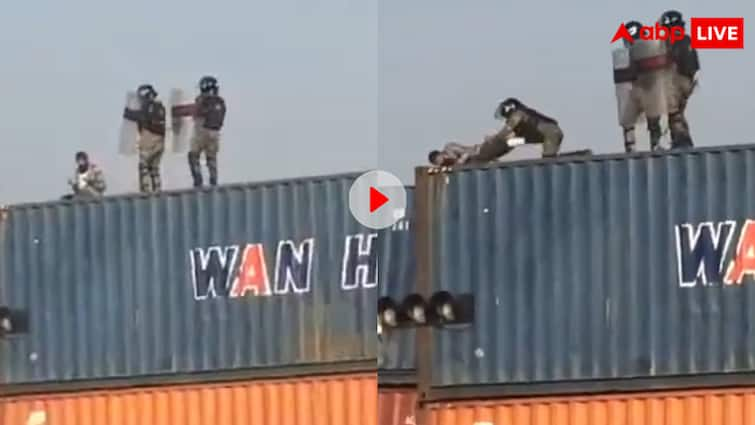 Pakistan Army pushed down a person offering Namaz on a container video viral on social Media