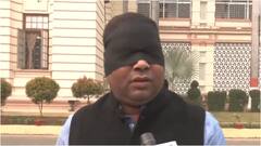 आंखों पर पट्टी बांधे बिहार विधानसभा पहुंचे RJD विधायक, CM नीतीश पर तंज, 'मैं सुशासन...'