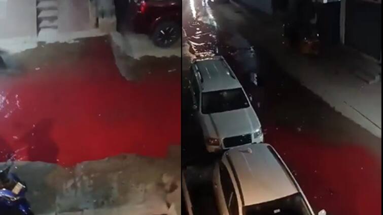 Blood In Hyderabad Street? Red Liquid Floods Jeedimetla Street, Sparks Panic Among Residents